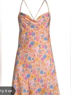 Women's Floral Slip Dress - Pink & orangw Floral